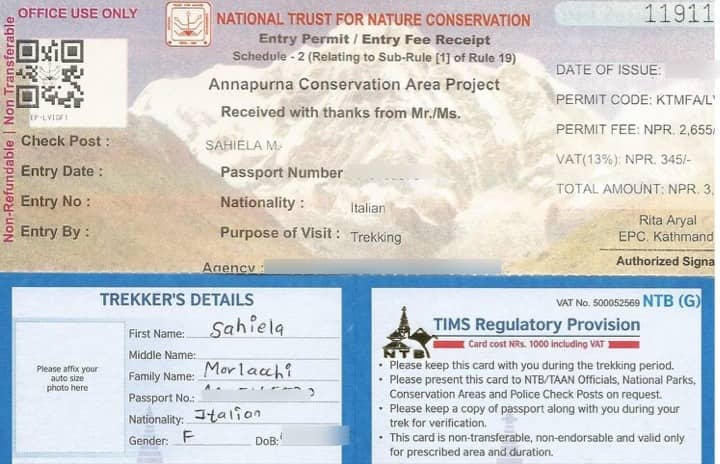 TIMS Card for Annapurna Circuit Trek