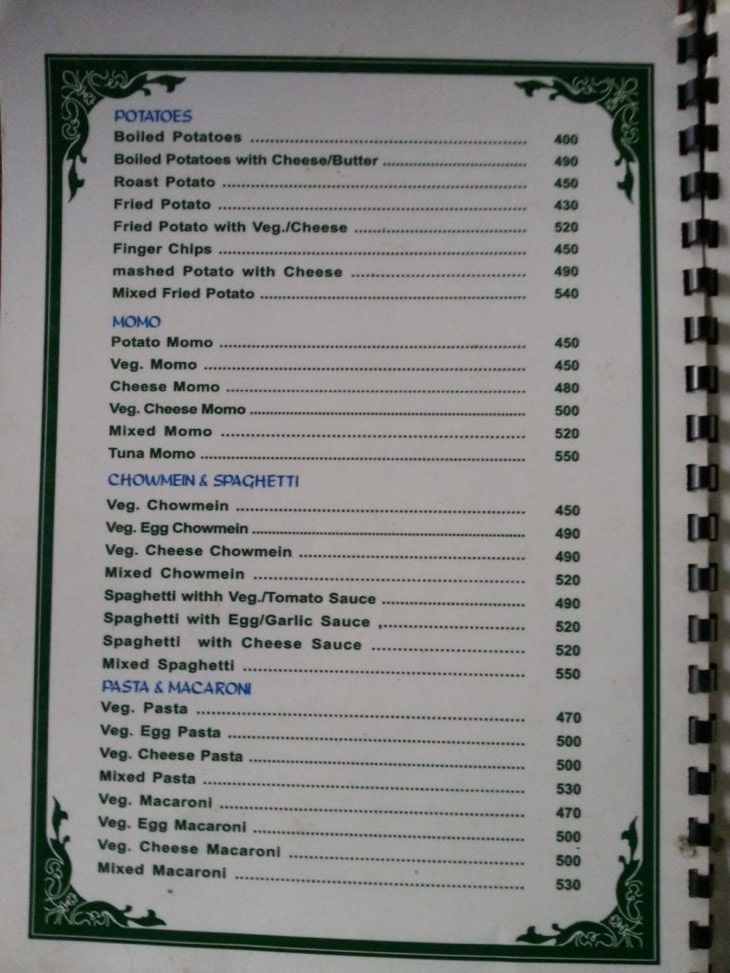 Langtang lunch food menu