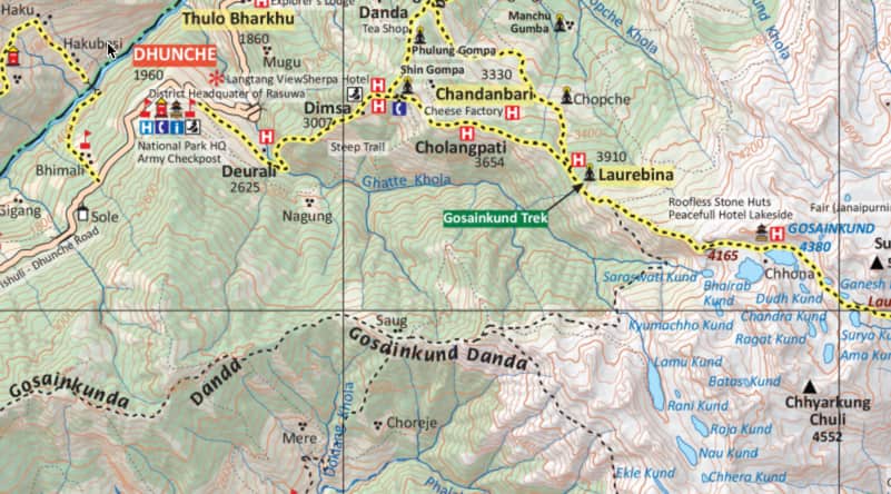 Gosaikunda trek map