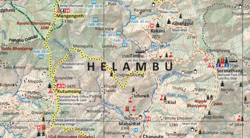 Helambu trek map