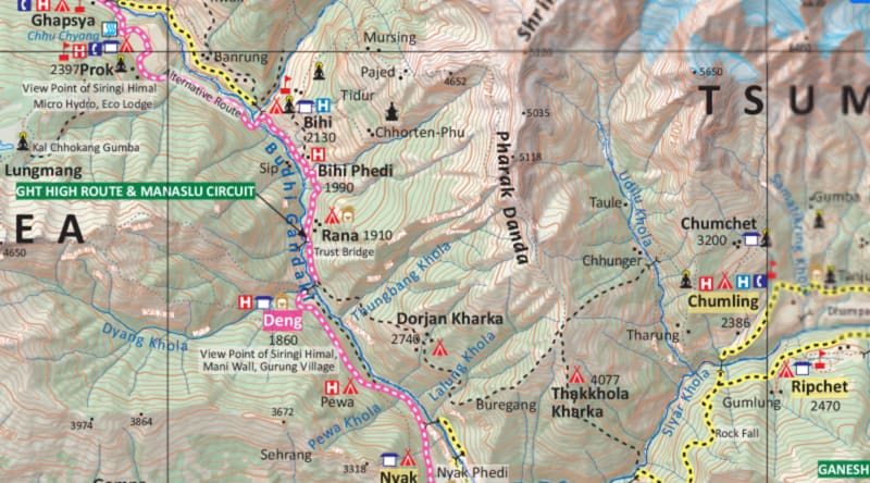 Manaslu and Tsum valley trek map
