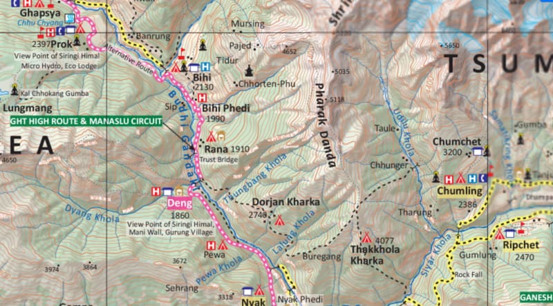 Manaslu Circuit Tsum Valley Trek Manaslu and Tsum valley trek map