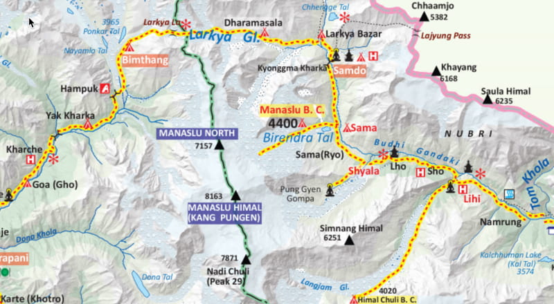 manaslu trek map