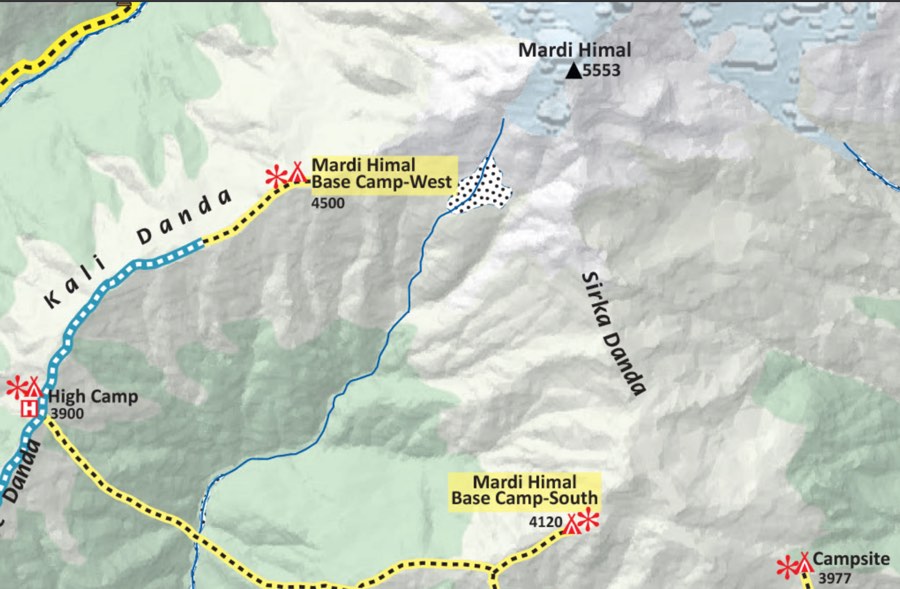 mardi himal base camp trek map