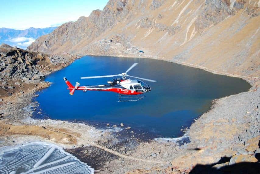 Gosaikunda lake helicopter tour