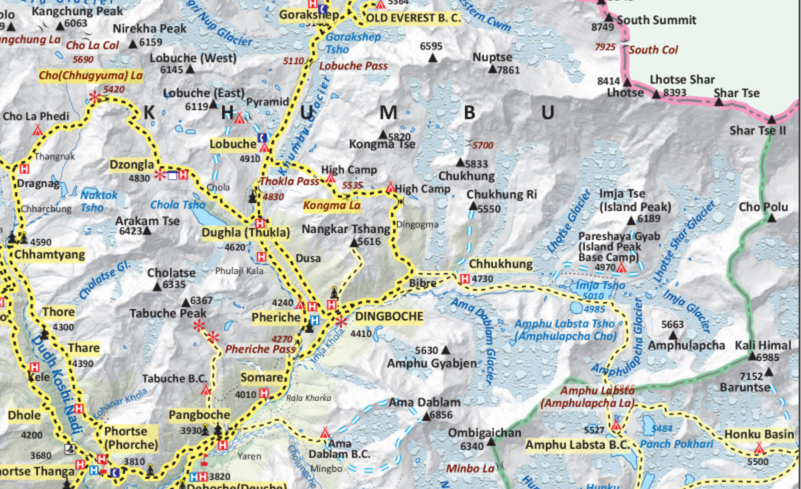mera peak climbing map