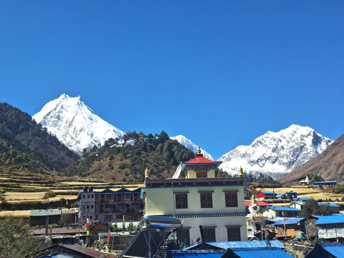 Monastry view during lho to shyala — Manaslu Circuit Trek day 5