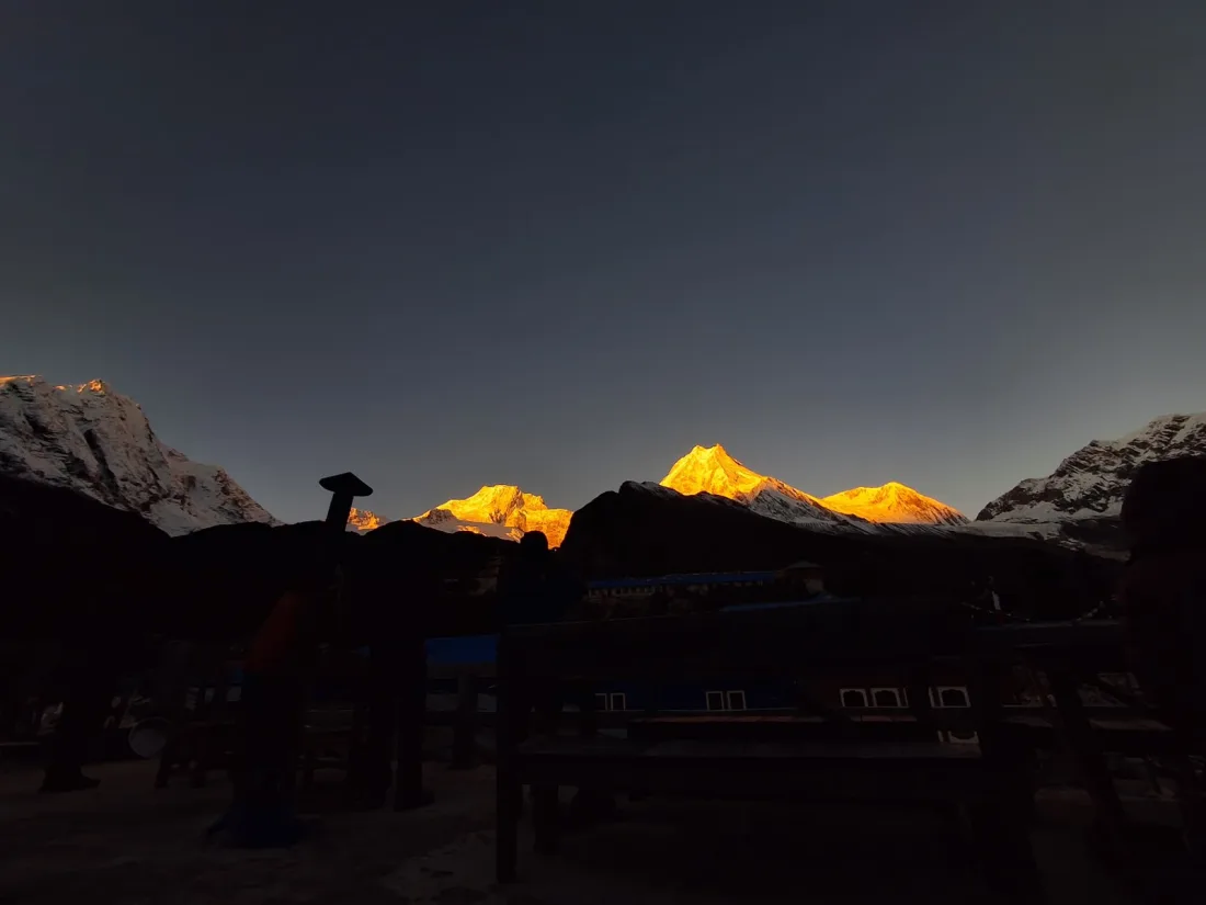 Sunset orange moutain — Manaslu Circuit Trek day 6